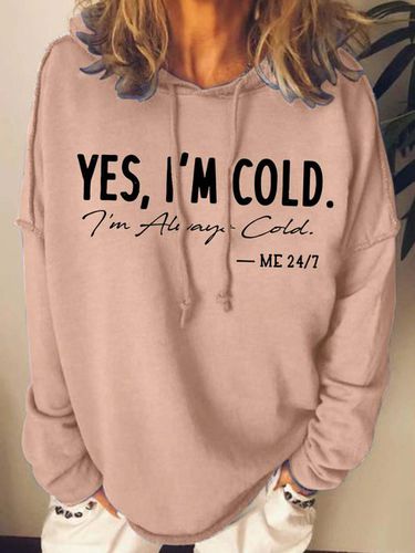 Women I'm Cold Letters Hoodie Loose Casual Sweatshirt - Modetalente - Modalova