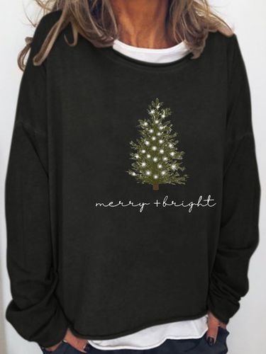 Womens Christmas Merry and Bright Casual Sweatshirt - Just Fashion Now - Modalova