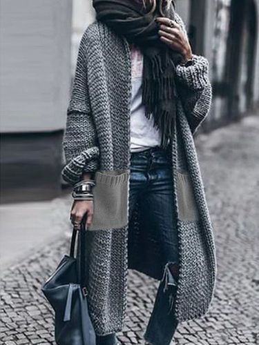 Loosen Casual Color Block Sweater Coat - Modetalente - Modalova