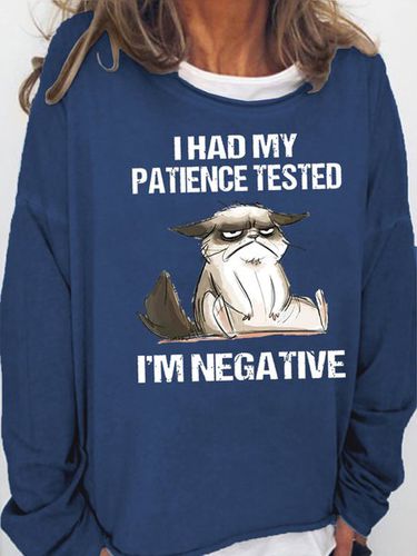 Womens I Had My Patience Tested I'm Negative Cat Funny Sarcasm Casual Sweatshirt - Modetalente - Modalova