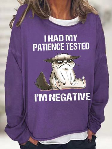 Womens I Had My Patience Tested I'm Negative Cat Funny Sarcasm Casual Sweatshirt - Modetalente - Modalova