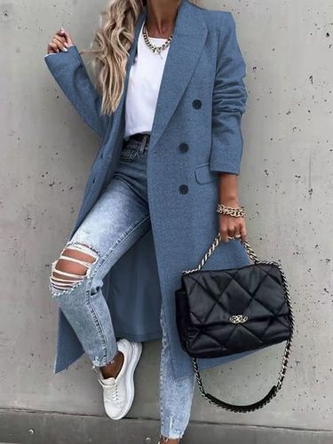Loose Lapel Collar Casual Overcoat - Modetalente - Modalova