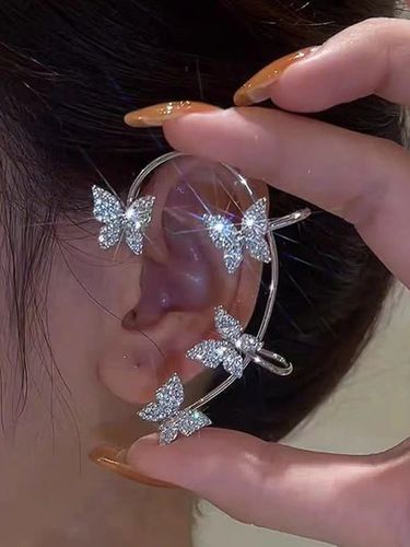 Single Alloy Rhinestone Butterfly Cuff Earring - Modetalente - Modalova