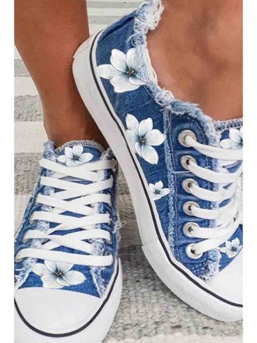 Women's Lily Graphic Print Denim Lace-Up Sneakers - Modetalente - Modalova