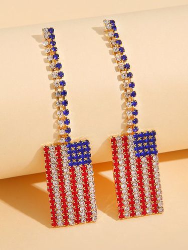 Independence Day Flag Rhinestone Earrings - Just Fashion Now - Modalova