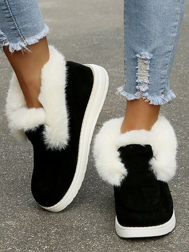 Plus Size Split Joint Furry Boots - Just Fashion Now - Modalova