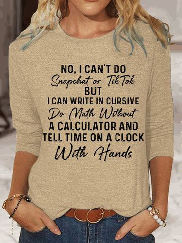 Womens Funny No I Can't Do Snapchat Or TikTok Letters Top - Modetalente - Modalova