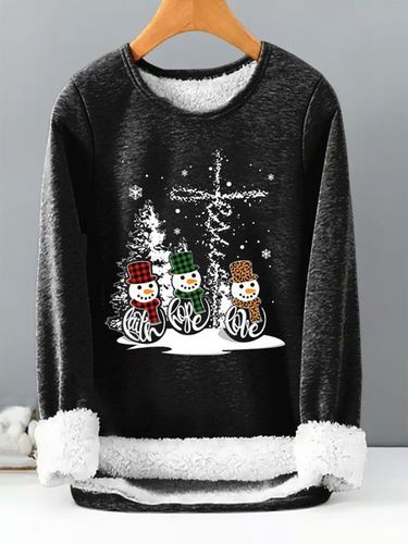 Loose Christmas Snowman Casual Sweatshirt - Just Fashion Now - Modalova