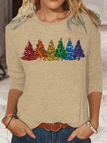 Women's Rainbow Christmas Trees Classic Long Sleeve Top - Modetalente - Modalova