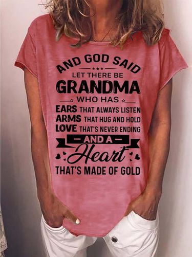 Women's God Said Let There Be Grandma Who Has Ears That Always Listen Crew Neck Casual T-Shirt - Modetalente - Modalova