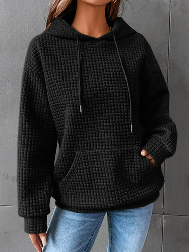 Plain Casual Hoodie Sweatshirt - Just Fashion Now - Modalova