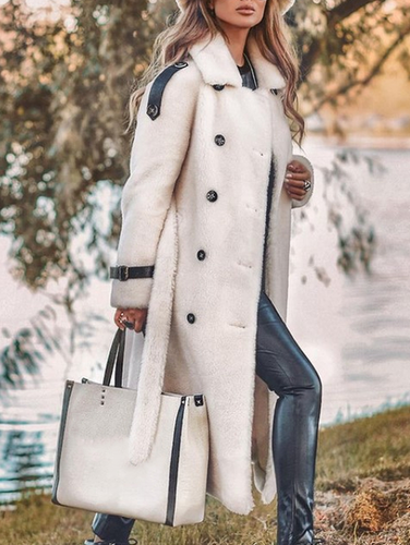 Fluff/Granular Fleece Fabric Plain Loose Overcoat - Just Fashion Now UK - Modalova