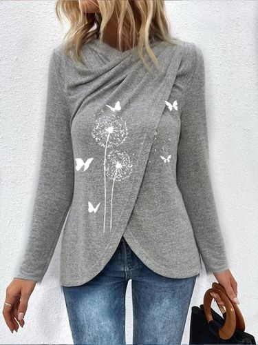 Dandelion Loose Casual Cross Neck T-Shirt - Just Fashion Now - Modalova