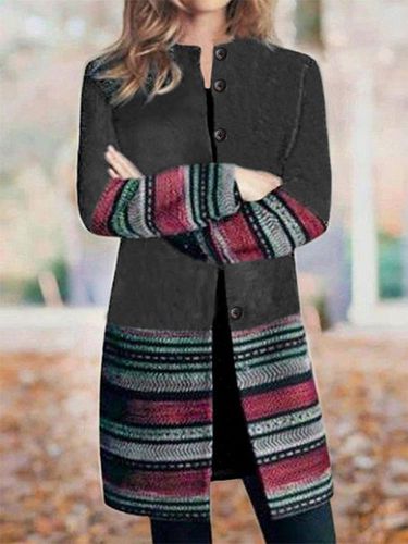 Woolen Ethnic Crew Neck Buttoned Coat - Just Fashion Now - Modalova