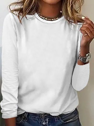 Women's Cotton-Blend Regular Fit Plain Simple Long Sleeve Top - Just Fashion Now - Modalova