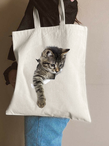 Hidden Cat Animal Graphic Casual Shopping Tote Bag - Just Fashion Now - Modalova