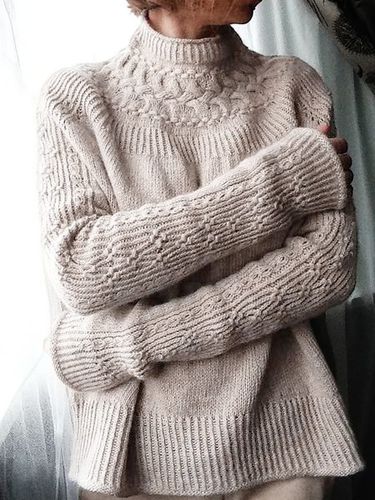 Knitted Plain Casual Shirt & Top - Modetalente - Modalova