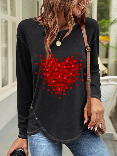 Casual Buttoned Heart T-Shirt - Modetalente - Modalova
