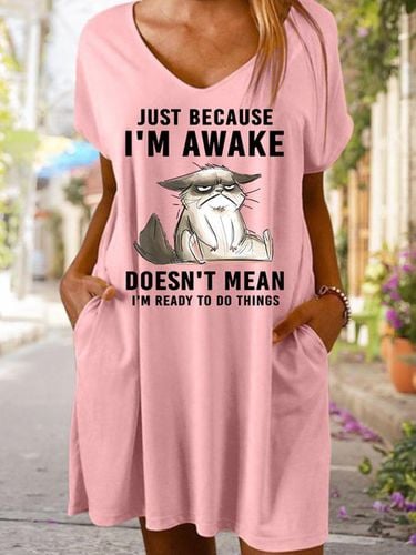 Just Because Im Awake Doesn't Mean I'm Read To Do Things Women's V Neck Dress - Modetalente - Modalova