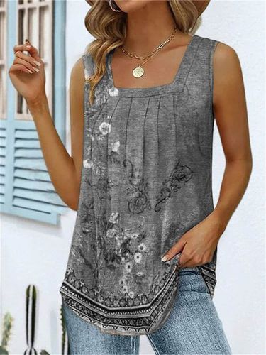 Square Neck Knitted Casual Summer Breathable Tank Top - Just Fashion Now - Modalova