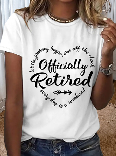 Women's Retirement gift Officially Retired Text Letters Simple T-Shirt - Modetalente - Modalova