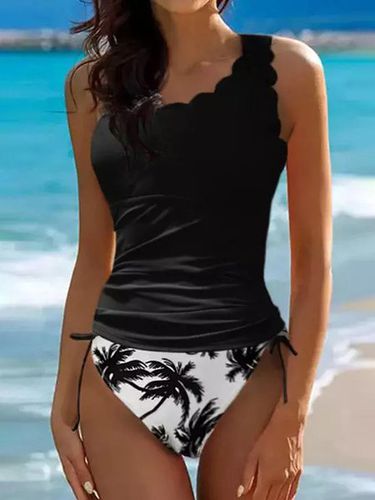 One Shoulder Vacation Tropical Tankini - Just Fashion Now - Modalova