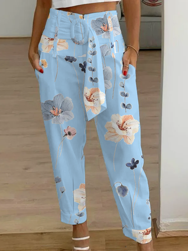 Casual Floral Loose Cargo Pants - Modetalente - Modalova