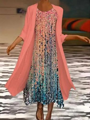 Round Neck Loose Floral Print Resort Sets Maxi Dress - Just Fashion Now - Modalova