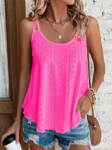 Plain Solid Eyelet Embroidery Cami Casual Cami - Just Fashion Now - Modalova