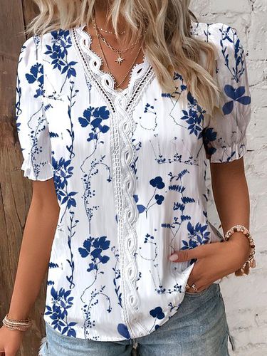 Floral Casual Lace Shirt - Just Fashion Now - Modalova