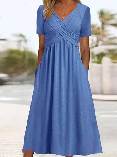 Plain Sweetheart Neckline Regular Fit Casual Dress - Modetalente - Modalova