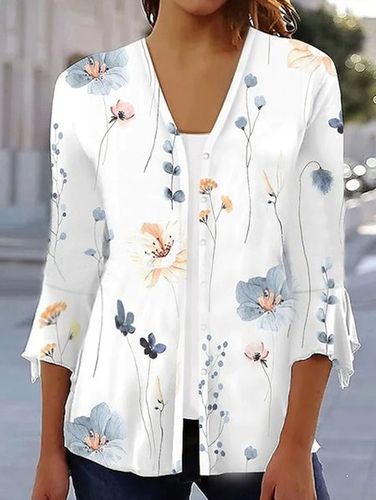 Casual Floral Printed Loose Kimono - Modetalente - Modalova