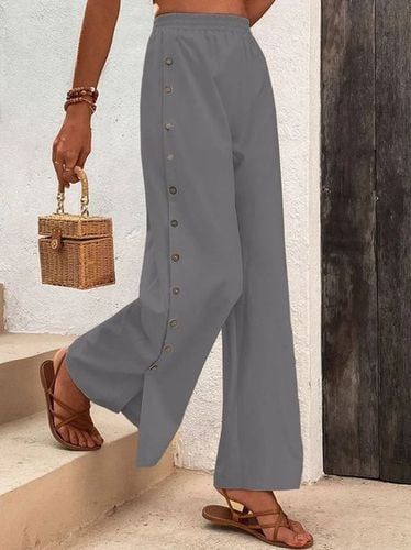 Cotton Casual Plain Buckle Pants - Just Fashion Now - Modalova