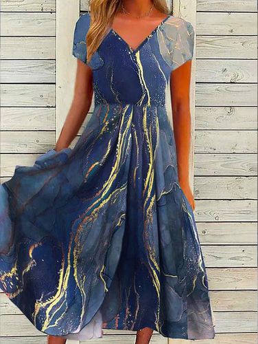 Abstract Printed Casual A-Line Dress - Modetalente - Modalova