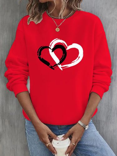 Heart/Cordate Crew Neck Casual Sweatshirt - Just Fashion Now - Modalova