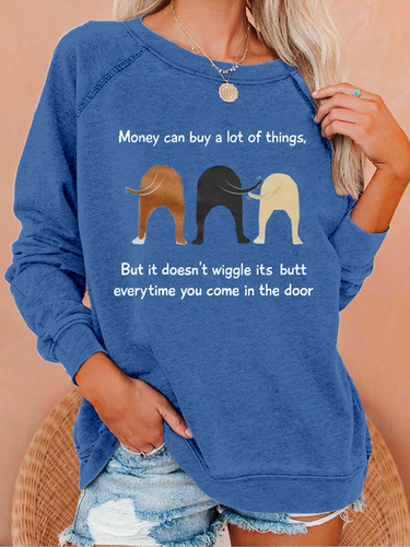 Women's Funny Money Can Buy A Lot Of Things But It Doesn'T Wiggle Crew Neck Casual Animal Sweatshirt - Just Fashion Now - Modalova