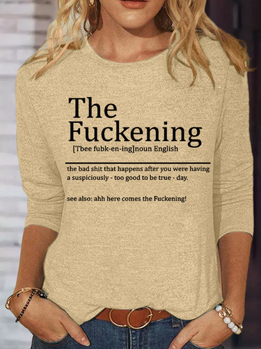 Women's Funny Sarcastic The Fuckening Sarcastic Definition Good Day Then Text Letters Casual Shirt - Modetalente - Modalova