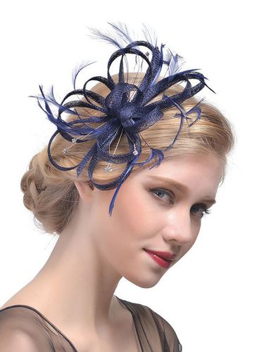 Elegant Mesh Applique Rhinestone Imitation Feather Party Hat Hair Clips - Just Fashion Now - Modalova