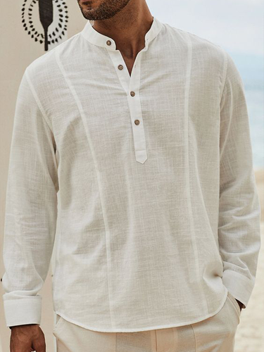 Plain Cotton Long Sleeve Casual Shirt - Modetalente - Modalova