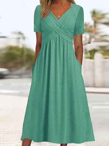 Plain Sweetheart Neckline Regular Fit Casual Dress - Modetalente - Modalova