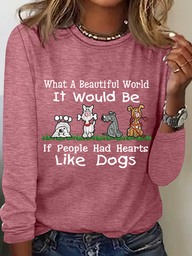 Women's Love Dogs Cotton-Blend Casual Long Sleeve Shirt - Just Fashion Now - Modalova