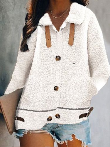 Casual Shawl Collar Polar Fleece Teddy Jacket - Just Fashion Now UK - Modalova