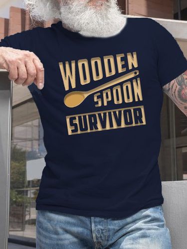 Men's Wooden Spoon Survivor Casual Crew Neck Regular Fit T-Shirt - Modetalente - Modalova