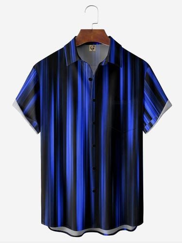 Striped Chest Pocket Short Sleeve Casual Shirt - Modetalente - Modalova