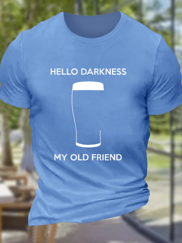 Men's Funny Saying Hello Darkness My Old Frien Cotton Casual T-Shirt - Modetalente - Modalova