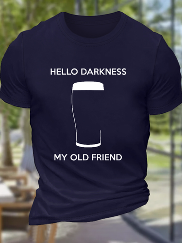 Men's Funny Saying Hello Darkness My Old Frien Cotton Casual T-Shirt - Modetalente - Modalova