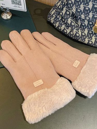 Cat Face Embroidery Bow Knot Fur Lapel Warm Elegant Women's Gloves - Modetalente - Modalova