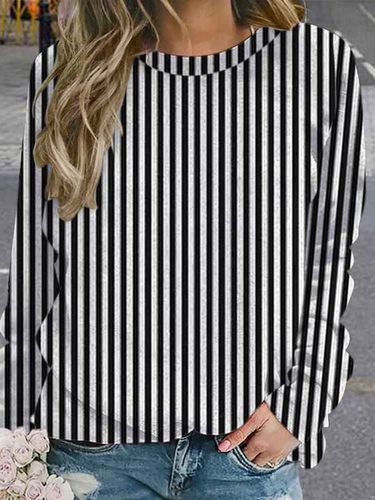 Loose Casual Striped T-Shirt - Just Fashion Now - Modalova