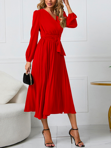 Plain Loose Elegant Dress With No - Just Fashion Now - Modalova