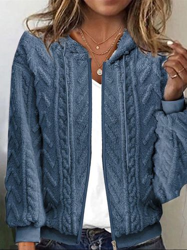Fluff/Granular Fleece Fabric Casual Teddy Jacket - Just Fashion Now - Modalova